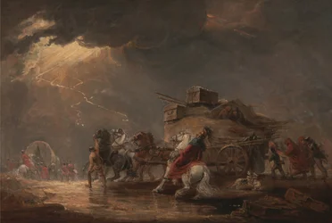 Chariots de bagages dans un orage